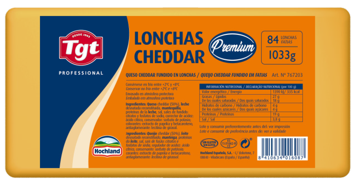 Lonchas Cheddar PREMIUM 84L